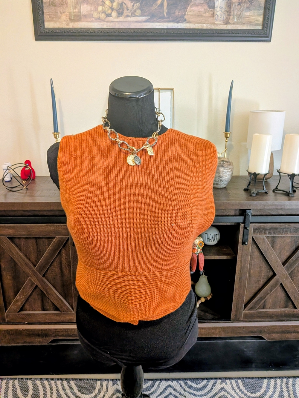 Free People Sleeveless Crop Sweater in Burnt Orange